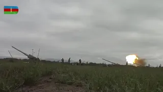 Azerbaijani artillery firing at Armenian positions in the direction of the city of Agdere.