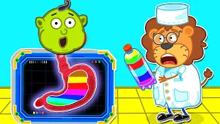 No No Stomach Is Full of Rainbow Water 🍒 Kids Healthy Habits | Lion Family | Cartoon for Kids