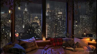 New York Manhattan Cozy Nook Corner // with Relaxing Rain Sounds for Sleeping