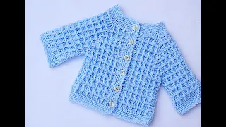 Crochet baby  jacket very easy @majovelcrochet