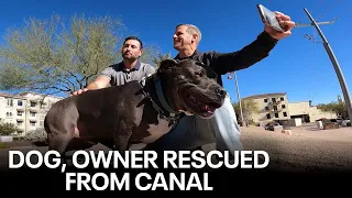 Man jumps into Scottsdale canal to save another man and his dog