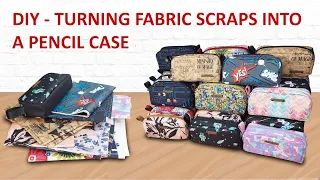 DIY Turning fabric scrap into pencil case  - Small Pouch Tutorial - Cara membuat kotak pensil