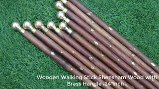 Wooden Walking Stick Sheesham Wood with Brass Handle  24 Inch  RS  349