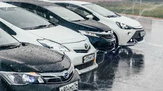 ТАКОГО ВЫ ЕЩЕ НЕ ВИДЕЛИ! БИТВА ГИБРИДОВ ПОД ДОЖДЬ! ЯКУТСКИЕ ГОНКИ/ Prius быстрее Honda Shutlle?