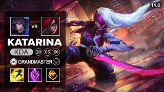 Katarina vs Ahri Mid - KR Grandmaster - Patch 14.8 Season 14