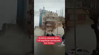 Building collapses after massive earthquake hits Turkey and Syria #shorts