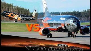 BIZON Embraer E-195 vs TANK Boeing-737. Special colours "World of Tanks" Belavia and Wargaming.