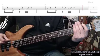 Escape (The Pina Colada Song) by Rupert Holmes - Bass Cover with Tabs Play-Along