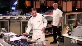 Chef Ramsay pulls off a joke , trev aint happy