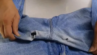 😍🧵How to sew a hole in jeans between your legs. ✂️Repair and mend jeans