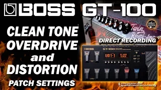 BOSS GT 100 CLEAN Twin Reverb, OVERDRIVE (CTL), DISTORTION (Phrase Loop) FREE Settings