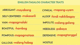 Learn English to Tagalog Negative Traits (Vocabulary part 6)