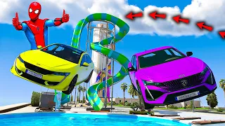 Peugeot Ailesi Arabalar Kaydıraklı Havuz Parkurunda - GTA 5