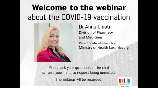 uni.lu COVID-19 vaccines webinar with Anna Chioti from the Ministry of Health