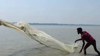 Cast Net Fishing at the River with beautiful natural | River Fishing by Daily Village Life (Part-05)