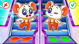 Up or Down? Be Careful At The Escalator 😱🙀 Elevator Safety Tips | + More Kids Song By Lovely Cheesy