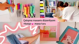 ÇALIŞMA MASAMI DÜZENLİYORUM💗 / MASA TURU / KARGODA NE VAR?