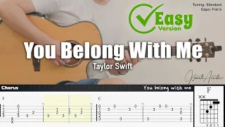 You Belong With Me (Easy Version) - Taylor Swift | Fingerstyle Guitar | TAB + Chords + Lyrics