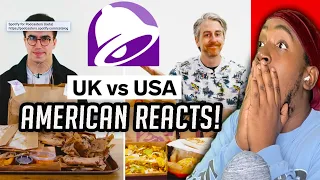 American Reacts To US vs UK Taco Bell | Food Wars