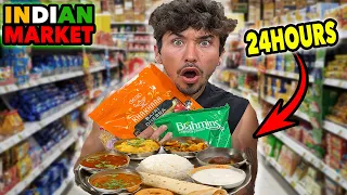 Eating At INDIAN Super Markets For 24 Hours (Impossible Food Challenge)