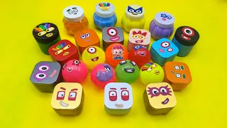 Mixing Rainbow CLAY with Numberblocks inside seashells, Dinosaur Eggs,    Coloring! ASMR