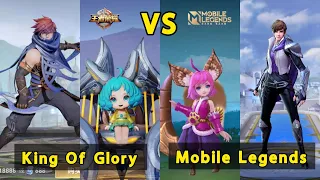 MOBILE LEGENDS BANG BANG VS HONOR OF KING / KING OF GLORY HERO COMPARISON SIDE BY SIDE
