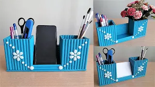 How to make a pen holder and phone holder from waste paper