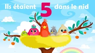 Ils étaient 5 dans le nid - French Nursery Rhyme for kids and babies (with lyrics)