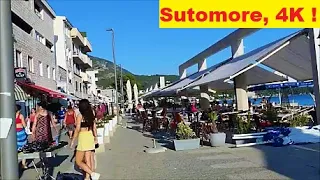 Sutomore, August 2023 - walk along the beach and prices of food and drinks in the city - 4K video!