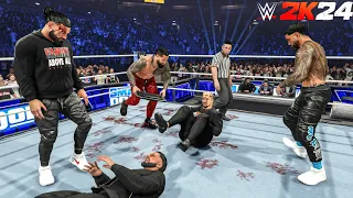 Roman Reigns & The Usos Destroys Solo Sikoa & Tama Tonga - WWE 2K24