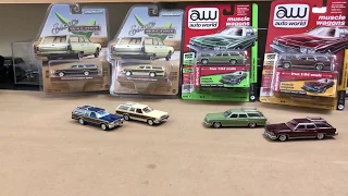 Wagons! 1/64 Scale Ford LTD Country Squire & Buick Estate Wagons By Auto World / Greenlight #diecast