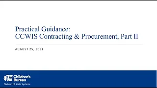 CCWIS Contracting and Procurement Webinar Part Two