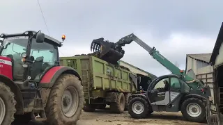 curage de fumier 2021Massey Ferguson avec une Benne sodimac télescopique kramer