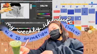 my weekly schedule as a 2D animation student in art school