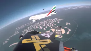 Jetpack-Flying Stuntmen Race Alongside Emirates A380