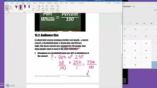 Unit 3 Lesson 15, find the % OF a number