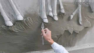 Make the stone and grass base with cement