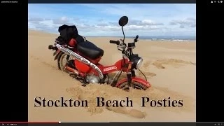 Honda CT110 postie bikes on stockton Beach