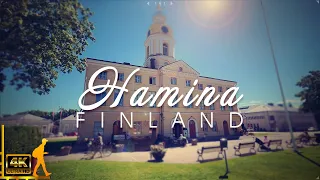 Finland, Hamina (Fredrikshamn) Sightseeing Street Walk 4K, 3D Binaural