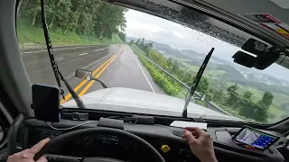 Trucking Up A Mountain In Foggy Rain With Angry Cars Behind Me.