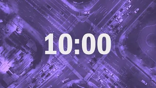 10 Min Countdown - City Drone Shots - Live Stream Starting Soon (Purple Version)