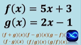 Operations with functions (Addition, subtraction, multiplication and division) (Example 1)