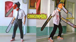 NYOBA COSPLAY CHAINSOW MAN‼️DARI BUBUR KERTAS #chainsawman