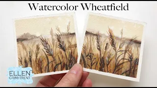 EASY Watercolor  Wheatfield  Landscape- Mini Monday Madness