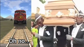 A meme comes back today. (Train and rail yard simulator vs Coffin Dance Meme)