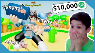 I Gave My Nephew $10,000 Robux To Become The Biggest In Roblox Lifting Simulator