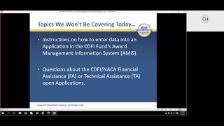 CDFI Rapid Response Application Overview Webinar Workshop Recording