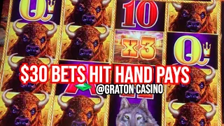 DOUBLE HIGH LIMIT $30 BET BUFFALO LINK JACKPOT HAND PAYS @ Graton Casino | NorCal Slot Guy