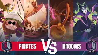 Pirates Ruby Steel VS Brooms Amethyst Steel - Disney Lorcana TCG Paper Gameplay - Into The Inklands
