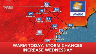 FIRST ALERT: Warm today, storm chances increase Wednesday